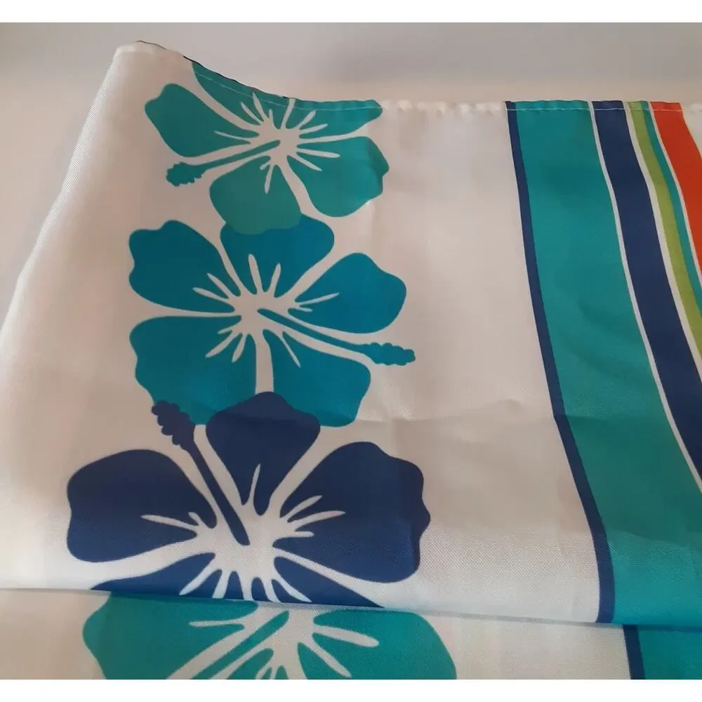 Mainstreet & Home Surfboard & Floral Shower Curtain w/ Hooks Ocean Vibes